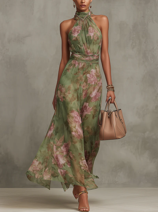 Livia | Floral Maxi Halter Dress