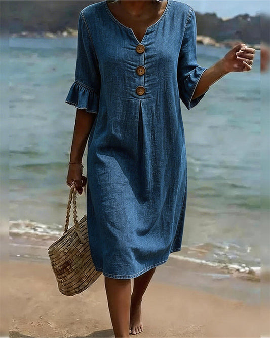 Lotus Leaf Dress with Jean Sleeves