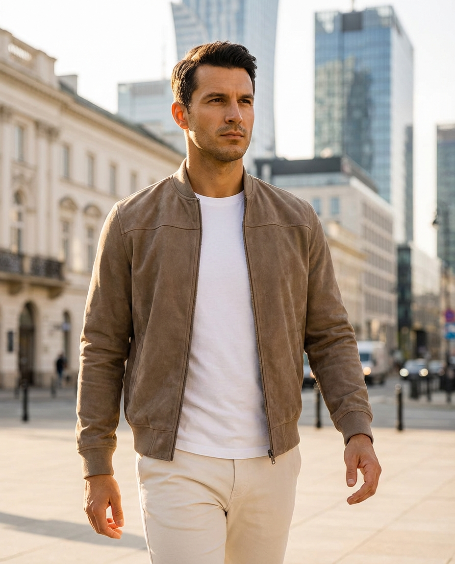 Adrian – Premium Suede Bomber Jacket